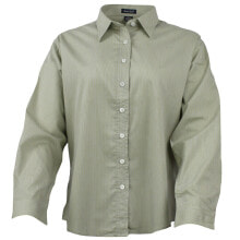 Купить женские футболки и топы River's End: River's End Ezcare Striped Long Sleeve Button Up Shirt Womens Green Casual Tops