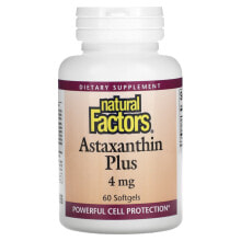 Антиоксиданты Natural Factors, Astaxanthin Plus, астаксантин, 4 мг, 60 капсул