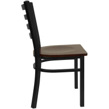 Flash Furniture hercules Series Black Ladder Back Metal Restaurant Chair - Mahogany Wood Seat