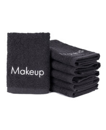Arkwright Home embroidered Makeup Remover Towels (Pack of 6) , 13x13 in., Black, 100% Cotton Washcloths