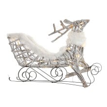 Christmas bauble DKD Home Decor Reindeer and sleigh White wicker Reindeer 75 x 20 x 53 cm