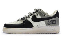 【定制球鞋】 Nike Air Force 1 Low BIGNIU 无声缠绕 情绪 手绘喷绘 防滑 低帮 板鞋 男款 黑白灰 / Кроссовки Nike Air Force 1 Low BIGNIU CW2288-111