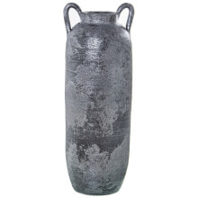 Floor vase Alexandra House Living Silver Ceramic Aged finish 17 x 17 x 46 cm With handles