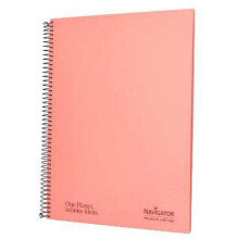 NAVIGATOR A4 spiral notebook hard cover 80h 80gr 4 mm square with coral margin
