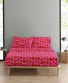 Marimekko mini Unikko Cotton 200-Thread Count 3-Pc. Red Floral Twin XL Sheet Set