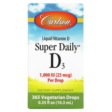 Витамин D Carlson, Super Daily D3, 1000 МЕ, 10,3 мл (0,35 жидк. унции)