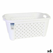 Laundry Basket Tontarelli 8065405/112 35 L White Rectangular 58 x 38 x 26 cm (6 Units)