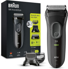 Braun Series 3 ProSkin 3040s electric shaver, with precision trimmer, rechargeable and wireless wet & dry shaver men, black / blue