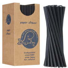 Одноразовая посуда paper straws BIO ecological PAPER STRAWS 6 / 205mm - black 250pcs.