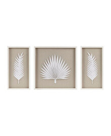 Simplie Fun sabal Framed Rice Paper Palm Leaves 3-piece Shadowbox Wall Decor Set