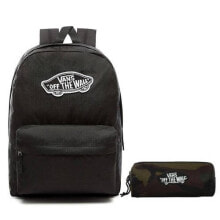 Женский спортивный рюкзак текстильный черный с логотипом и карманом VANS Realm Backpack szkolny VN0A3UI6BLK + pirnik Pencil Pouch