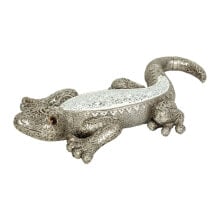 Decorative Figure Romimex Silver Mosaic Lizard 40 x 7 x 20 cm