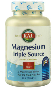 Магний kAL Magnesium Triple Source Sustained Release Добавка с  с пролонгированным высвобождением магния 500 мг  100 таблеток