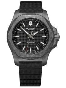 Мужские наручные часы с черным силиконовым ремешком Victorinox 241866.1 I.N.O.X automatic Set  knife 43mm 20ATM