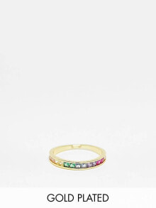 Женские кольца и перстни pieces exclusive 18k plated rainbow stacking ring in gold