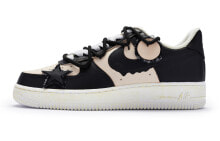 【定制球鞋】 Nike Air Force 1 Low BIGNIU 日与夜 高街解构 手绘喷绘 低帮 板鞋 GS 黑米 / Кроссовки Nike Air Force 1 Low BIGNIU GS DH2920-111