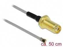 Комплектующие для сетевого оборудования deLOCK 90404 коаксиальный кабель 0,5 m SMA MHF Черный, Золото, Серый