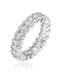 Купить кольца и перстни Rachel Glauber: RA White Gold Plated Oval Cubic Zirconia Wedding Band Ring