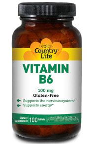 Витамины группы В Country Life Vitamin B-6 -- Витамин В6  - 100 мг - 100 таблеток