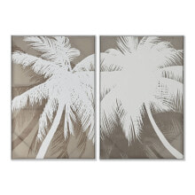 Painting Home ESPRIT White Beige Palms Mediterranean 83 x 4 x 123 cm (2 Units)