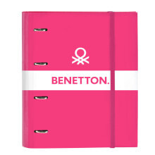 Ring binder Benetton Raspberry Fuchsia (27 x 32 x 3.5 cm)