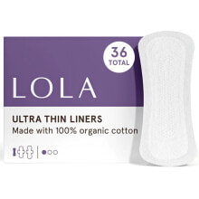 Гигиенические прокладки и тампоны Lola Ultra Thin Liners Гипоаллергенные ультратонкие прокладки их органического хлопка 36 шт