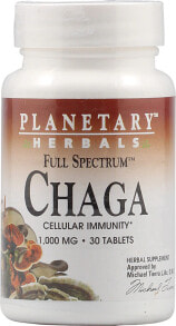 Грибы planetary Herbals Chaga Full Spectrum риб чаги для иммунной и антиоксидантной поддержки 1000 мг 30 таблеток