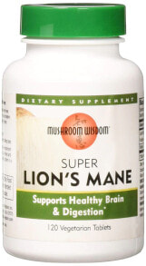 Растительные экстракты и настойки mushroom Wisdom Super Lion's Mane  Гриб львиная грива для поддержки пищеварения и мозга 120 вегетарианских капсул