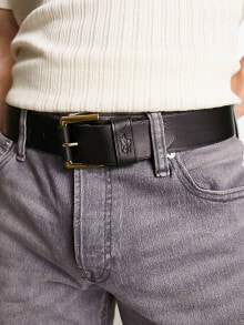 Мужские ремни и пояса polo Ralph Lauren smooth leather belt in black with pony logo