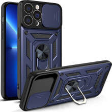 Hurtel Hybrid Armor Camshield etui iPhone 13 Pro pancerny pokrowiec z osłoną na aparat niebieskie