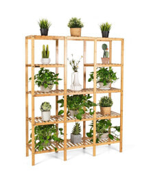 Costway multifunctional Bamboo Shelf Flower Plant Stand Display Storage Rack Unit Closet