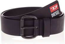 Мужские ремни и пояса Мужской ремень черный кожаный для брюк широкий с пряжкой Diesel B-DIVISION Mens Belt