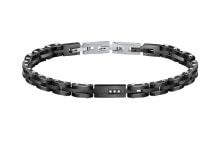 Мужской браслет глидерный стальной черный Morellato Luxury mens bracelet with diamonds SAUK01