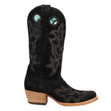 Купить черные женские высокие ботинки Corral Boots: Corral Boots Suede Embroidery Square Toe Cowboy Womens Black Casual Boots A4476