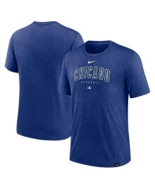 Nike men's Heather Royal Chicago Cubs Authentic Collection Early Work Tri-Blend Performance T-shirt