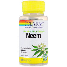 Витамины и БАДы для кожи Solaray Organically Grown Neem Органический ниим 400 мг 100 капсул