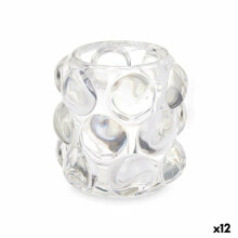 Candleholder Microbeads Transparent Crystal 8,4 x 9 x 8,4 cm (12 Units)