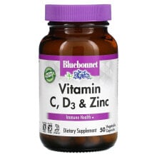 Витамин C bluebonnet Nutrition, витамины C, D3 и цинк, 50 растительных капсул