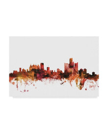 Trademark Global michael Tompsett Detroit Michigan Skyline Red Canvas Art - 20