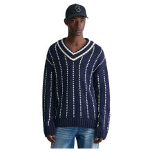 GANT Pinstripe Collegiate V Neck Sweater