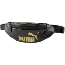 Мужская поясная сумка кожаная черная спортивная Puma Core Up Waistbag 78302 01