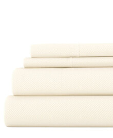 ienjoy Home expressed In Embossed by The Home Collection Checkered 4 Piece Bed Sheet Set, Full