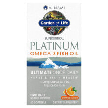 Рыбий жир и Омега 3, 6, 9 минами Нутришн, Platinum, рыбий жир Омега-3 со вкусом апельсина, 60 мягких желатиновых капсул