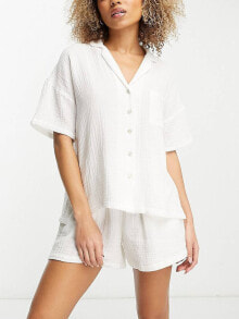 Lindex – Exklusiver, kurzärmliger Pyjama in Weiß