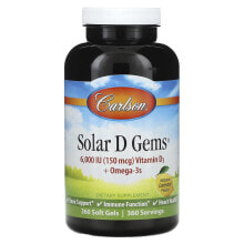 Carlson, Solar D Gems, натуральный лимон, 360 мягких таблеток
