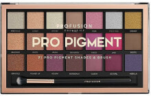 Lidschattenpalette - Profusion Cosmetics Pro Pigment 21 Pro Pigment Shades & Brush