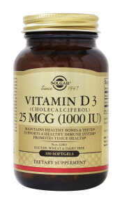 Витамин D solgar Vitamin D3 Cholecalciferol Витамин D3 (холекальциферол) 25 мкг (1000 МЕ) для здоровья костей, зубов и иммунной системы 100 гелевых капсул