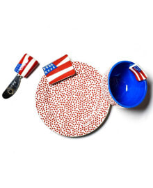 Happy Everything by Laura Johnson Flag Embellishment Plate Bowl and Spreader, Set of 3