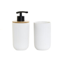 Набор для ванной DKD Home Decor Белый Белый/Черный Металл Бамбук Керамика Скандинавский 30 x 40 cm 8 x 8 x 18 cm (2 штук)