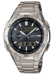 Мужские наручные часы с серебряным браслетом CASIO WVA-M650TD-1AER Radio Controlled Solar 44mm 10 ATM